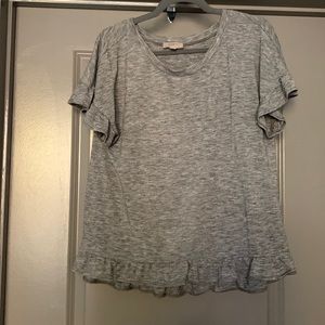 Loft Ruffled Short Sleeve Shirt - Gray - Women’s S